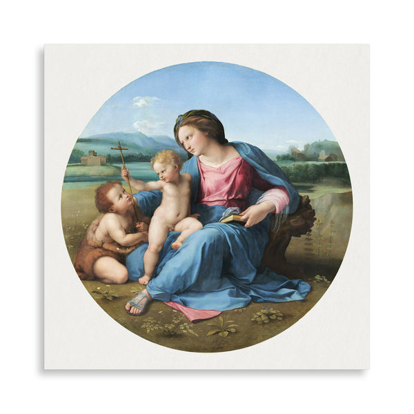 Quadro Stampa su Tela con Telaio in Legno Raffaello Sanzio - The Alba Madonna