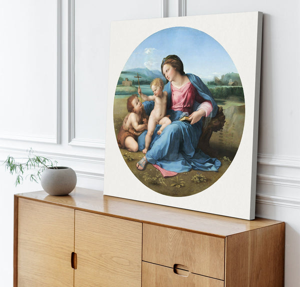 Quadro Stampa su Tela con Telaio in Legno Raffaello Sanzio - The Alba Madonna