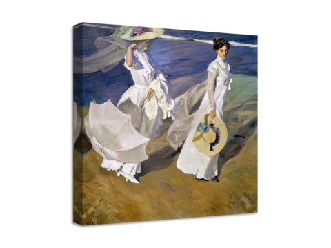 Quadro Stampa su Tela con Telaio in Legno Joaquín Sorolla y Bastida - Strolling along the Seashore