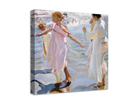 Quadro Stampa su Tela con Telaio in Legno Joaquín Sorolla y Bastida - Time for a Bathe, Valencia