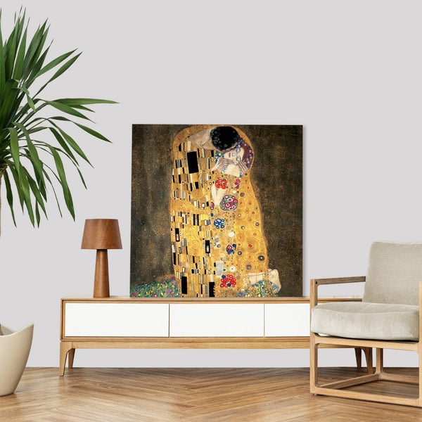 Quadro Stampa su Tela con Telaio in Legno Gustav Klimt - The Kiss