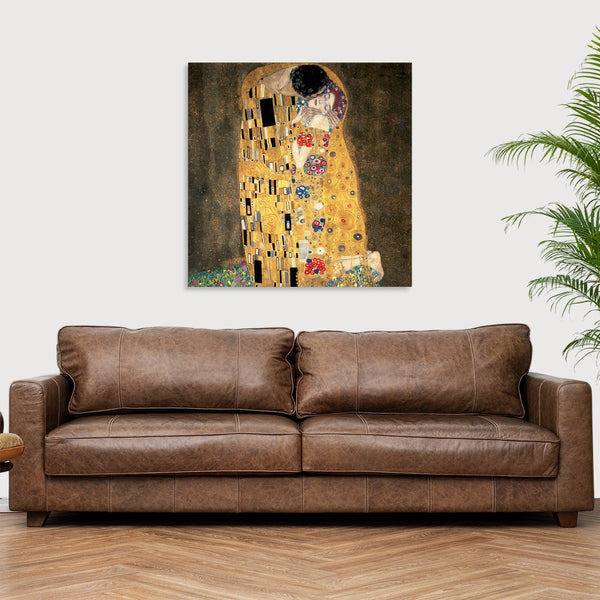 Quadro Stampa su Tela con Telaio in Legno Gustav Klimt - The Kiss