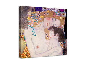 Quadro Stampa su Tela con Telaio in Legno Gustav Klimt - Le Tre età della donna