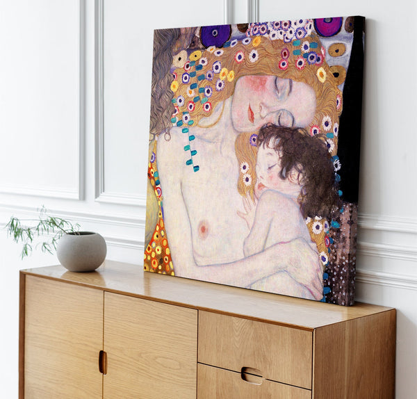 Quadro Stampa su Tela con Telaio in Legno Gustav Klimt - Le Tre età della donna