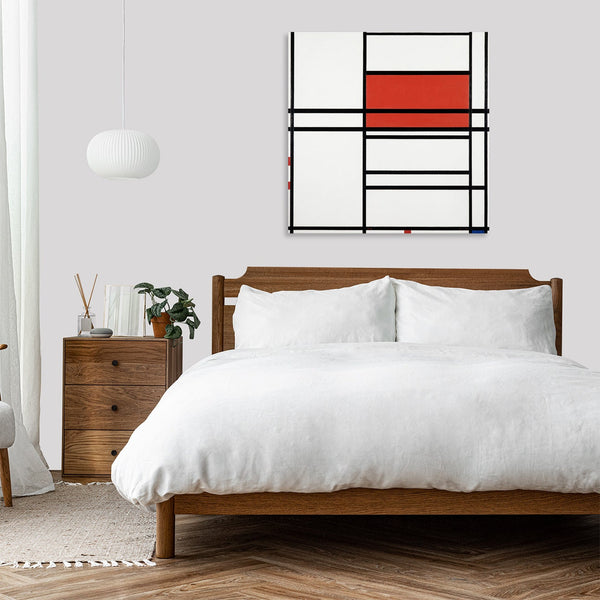 Quadro Stampa su Tela con Telaio in Legno Piet Mondrian - Composition No. 4 with red and blue