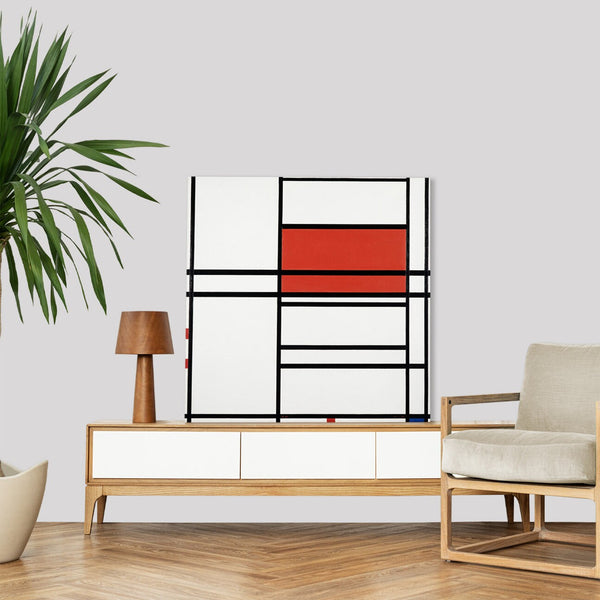 Quadro Stampa su Tela con Telaio in Legno Piet Mondrian - Composition No. 4 with red and blue