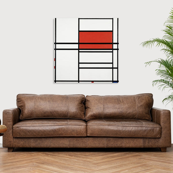 Quadro Stampa su Tela con Telaio in Legno Piet Mondrian - Composition No. 4 with red and blue