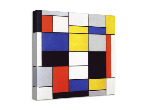 Quadro Stampa su Tela con Telaio in Legno Piet Mondrian - Composition A