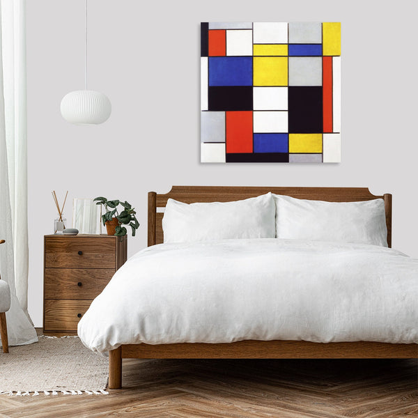 Quadro Stampa su Tela con Telaio in Legno Piet Mondrian - Composition A