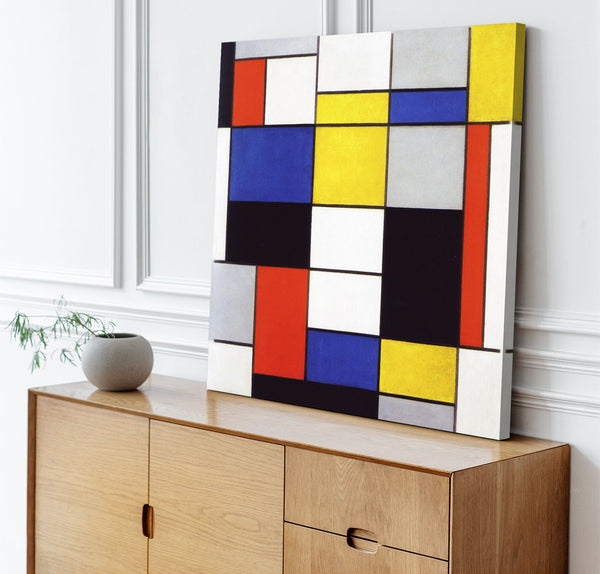 Quadro Stampa su Tela con Telaio in Legno Piet Mondrian - Composition A