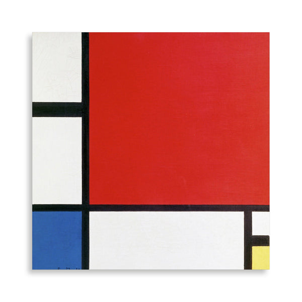 Quadro Stampa su Tela con Telaio in Legno Piet Mondrian - Composition with Red, Blue, and Yellow