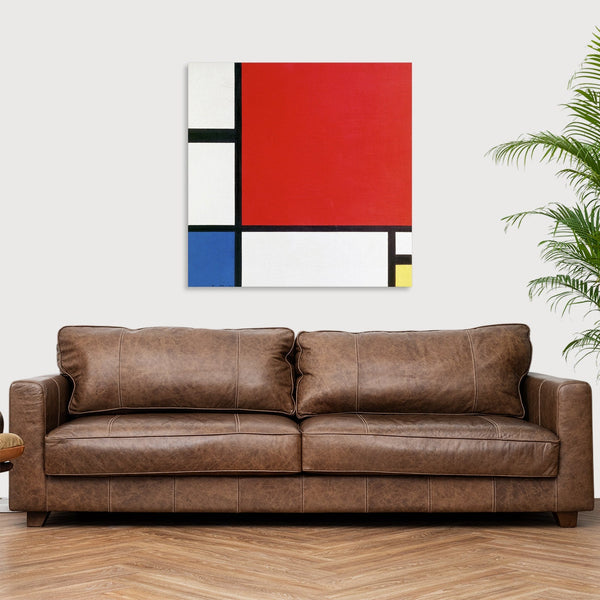 Quadro Stampa su Tela con Telaio in Legno Piet Mondrian - Composition with Red, Blue, and Yellow