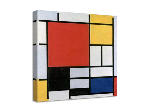 Quadro Stampa su Tela con Telaio in Legno Piet Mondrian - Composition with Red, Yellow, Blue, and Black