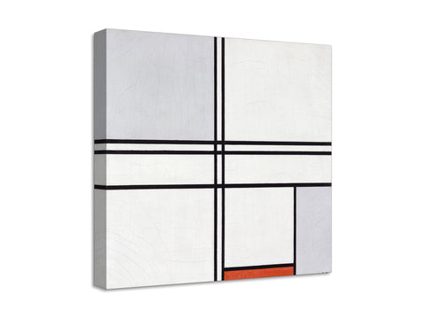 Quadro Stampa su Tela con Telaio in Legno Piet Mondrian - Composition (No. 1) Gray-Red