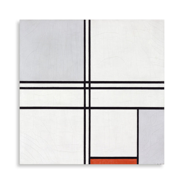 Quadro Stampa su Tela con Telaio in Legno Piet Mondrian - Composition (No. 1) Gray-Red