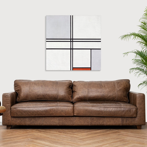 Quadro Stampa su Tela con Telaio in Legno Piet Mondrian - Composition (No. 1) Gray-Red