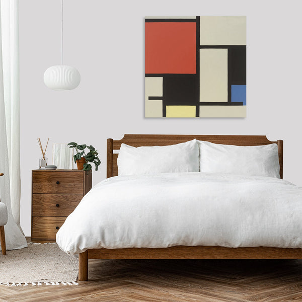 Quadro Stampa su Tela con Telaio in Legno Piet Mondrian - Composition