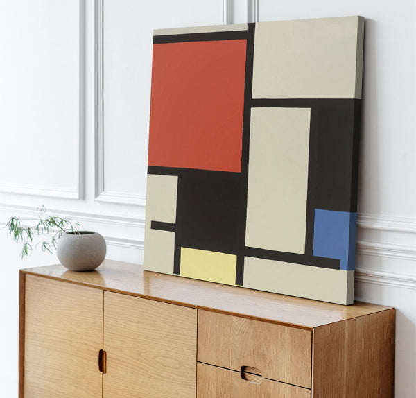 Quadro Stampa su Tela con Telaio in Legno Piet Mondrian - Composition