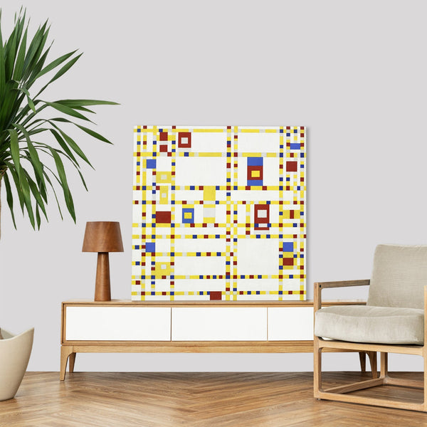 Quadro Stampa su Tela con Telaio in Legno Piet Mondrian - Broadway Boogie Woogie