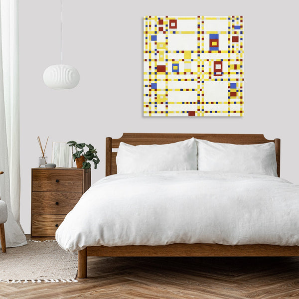 Quadro Stampa su Tela con Telaio in Legno Piet Mondrian - Broadway Boogie Woogie