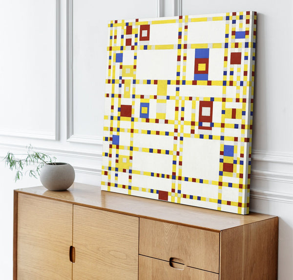 Quadro Stampa su Tela con Telaio in Legno Piet Mondrian - Broadway Boogie Woogie