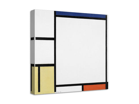 Quadro Stampa su Tela con Telaio in Legno Piet Mondrian - Composition with Blue, Red, Yellow, and Black