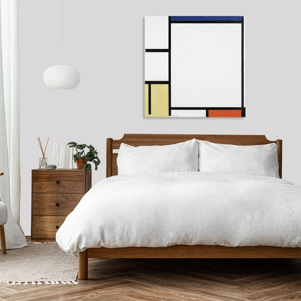 Quadro Stampa su Tela con Telaio in Legno Piet Mondrian - Composition with Blue, Red, Yellow, and Black