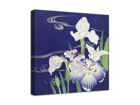 Quadro Stampa su Tela con Telaio in Legno Kogyo Tsukioka - Irises