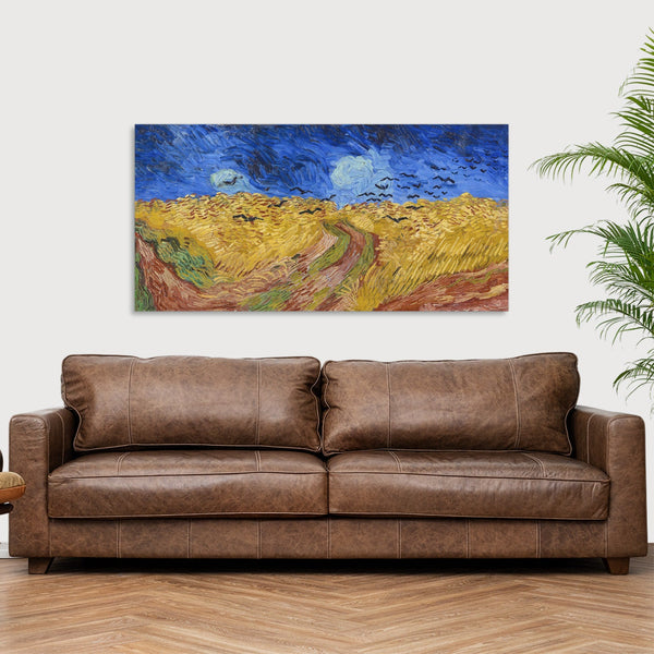 Quadro Stampa su Tela con Telaio in Legno Vincent van Gogh - Wheatfield with Crows