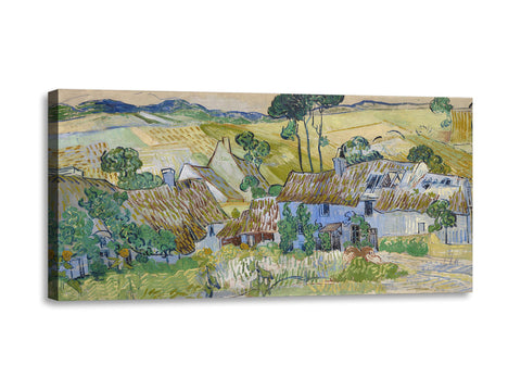 Quadro Stampa su Tela con Telaio in Legno Vincent van Gogh - Farms near Auvers