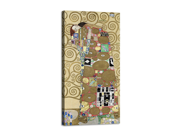 Quadro Stampa su Tela con Telaio in Legno Gustav Klimt - The Embrace