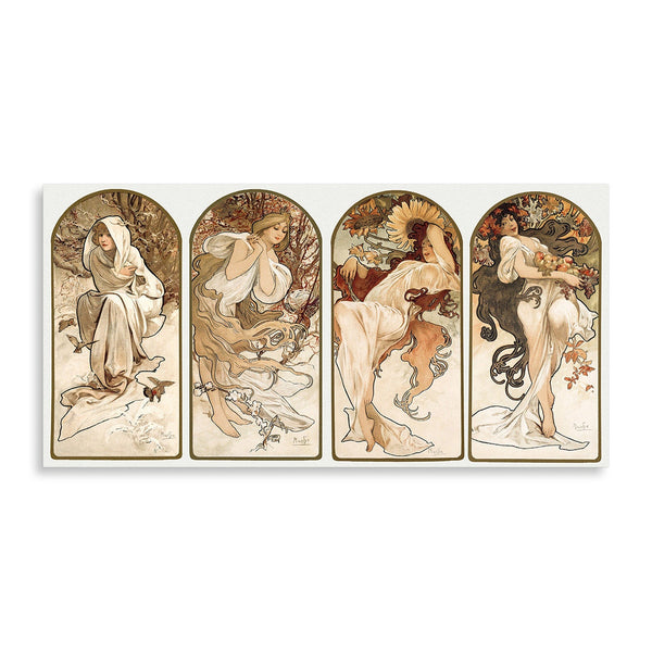 Quadro Stampa su Tela con Telaio in Legno Alphonse Mucha - The Seasons