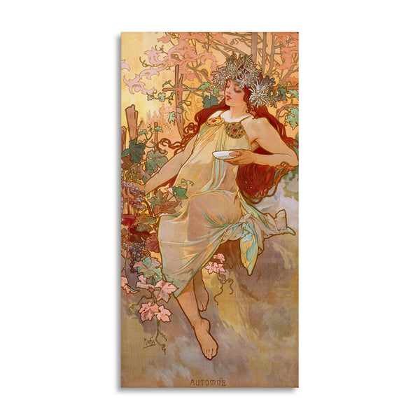 Quadro Stampa su Tela con Telaio in Legno Alphonse Mucha - Automne