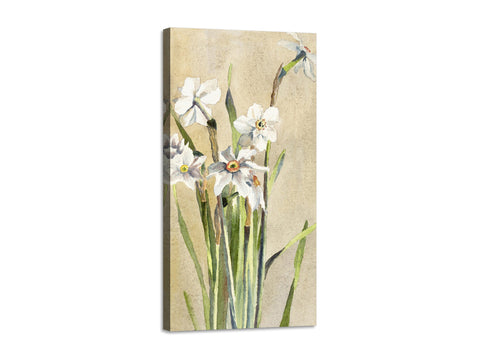 Quadro Stampa su Tela con Telaio in Legno Hannah Borger Overbeck - White Narcissus with Gray Accents
