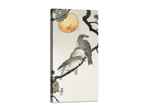 Quadro Stampa su Tela con Telaio in Legno Ohara Koson - Birds and plants