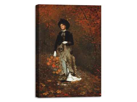 Quadro Stampa su Tela con Telaio in Legno Winslow Homer - Autumn