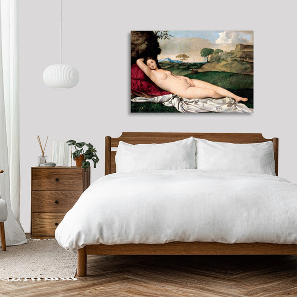 Quadro Stampa su Tela con Telaio in Legno Giorgione - Sleeping Venus