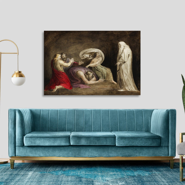 Quadro Stampa su Tela con Telaio in Legno Witch of Endor raising the spirit of Samuel