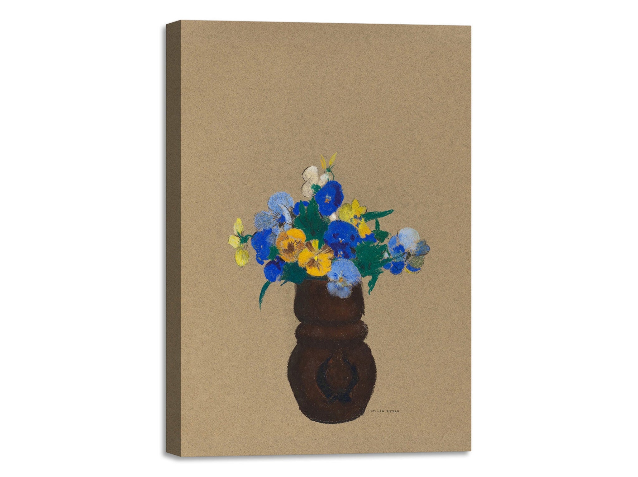 Quadro Stampa su Tela con Telaio in Legno Odilon Redon - Pansies