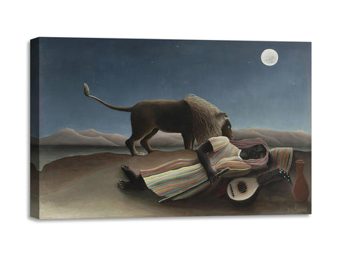 Quadro Stampa su Tela con Telaio in Legno Henri Rousseau - The Sleeping Gypsy