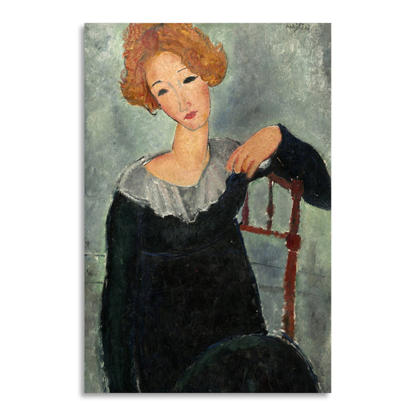 Quadro Stampa su Tela con Telaio in Legno Amedeo Modigliani - Donna con capelli rossi