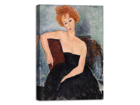 Quadro Stampa su Tela con Telaio in Legno Amedeo Modigliani - Jeune fille rousse en robe de soir