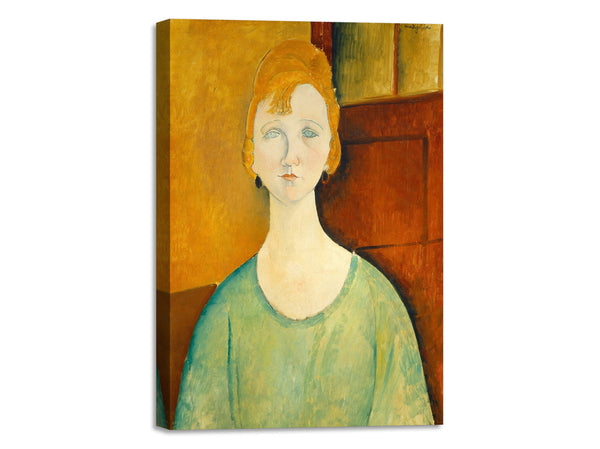 Quadro Stampa su Tela con Telaio in Legno Amedeo Modigliani - Girl in a Green Blouse