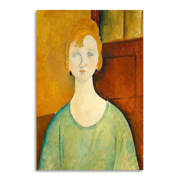 Quadro Stampa su Tela con Telaio in Legno Amedeo Modigliani - Girl in a Green Blouse