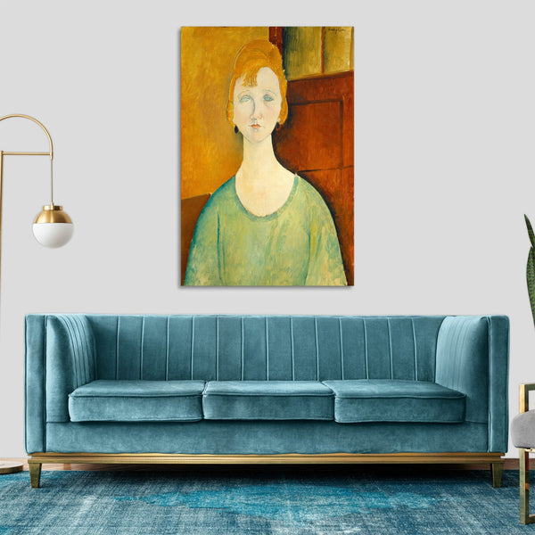 Quadro Stampa su Tela con Telaio in Legno Amedeo Modigliani - Girl in a Green Blouse