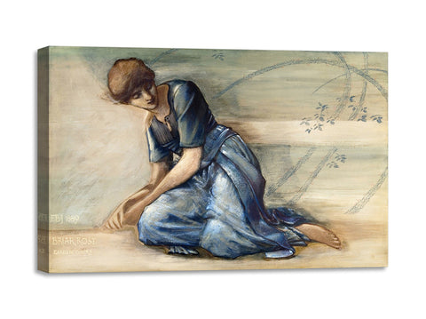 Quadro Stampa su Tela con Telaio in Legno Edward Burne Jones - The Briar Rose Series - Study for ‘The Garden Court’