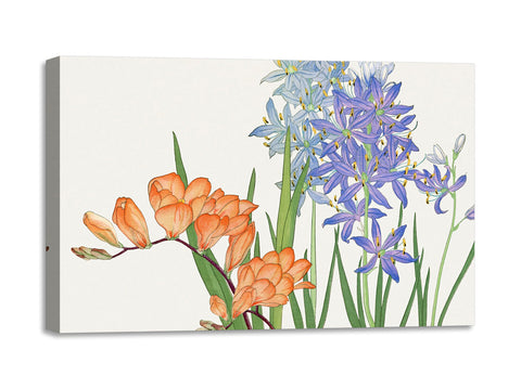 Quadro Stampa su Tela con Telaio in Legno Seiyo Soka Zufu - Freesia flower