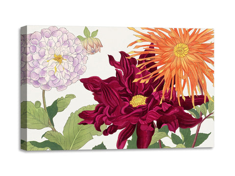 Quadro Stampa su Tela con Telaio in Legno Seiyo Soka Zufu - Dahlia flower