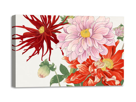 Quadro Stampa su Tela con Telaio in Legno Seiyo Soka Zufu - Dahlia flower