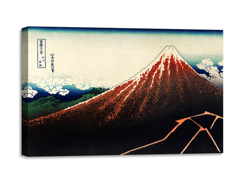 Quadro Stampa su Tela con Telaio in Legno Katsushika Hokusai - Sanka Hakuu